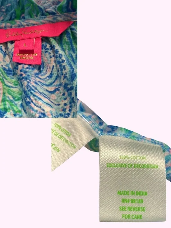 Lilly Pulitzer Malone Cotton Maxi Dress Las Olas Aqua Strong Current Sea Large - Picture 3 of 6